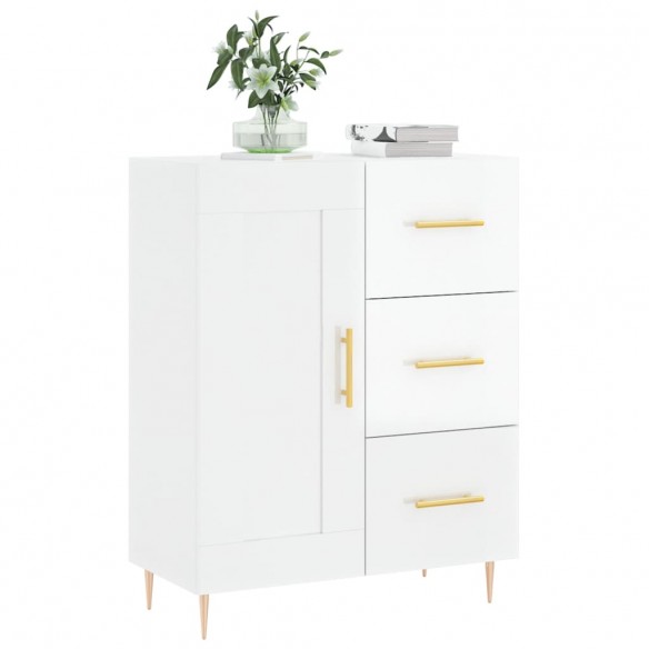 Buffet Blanc brillant 69,5x34x90 cm Bois d'ingénierie