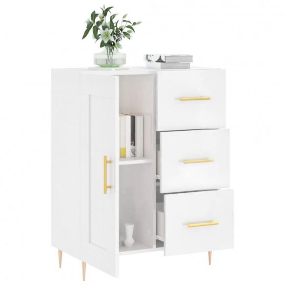 Buffet Blanc brillant 69,5x34x90 cm Bois d'ingénierie