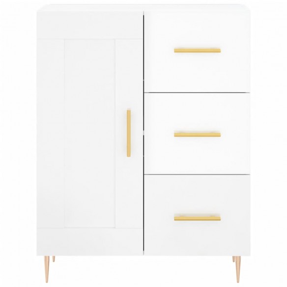 Buffet Blanc brillant 69,5x34x90 cm Bois d'ingénierie