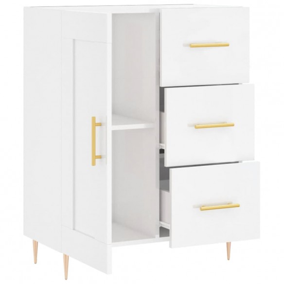 Buffet Blanc brillant 69,5x34x90 cm Bois d'ingénierie