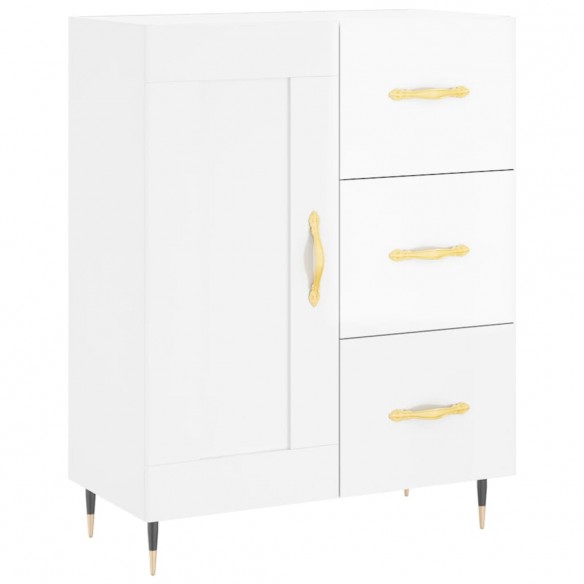 Buffet Blanc brillant 69,5x34x90 cm Bois d'ingénierie