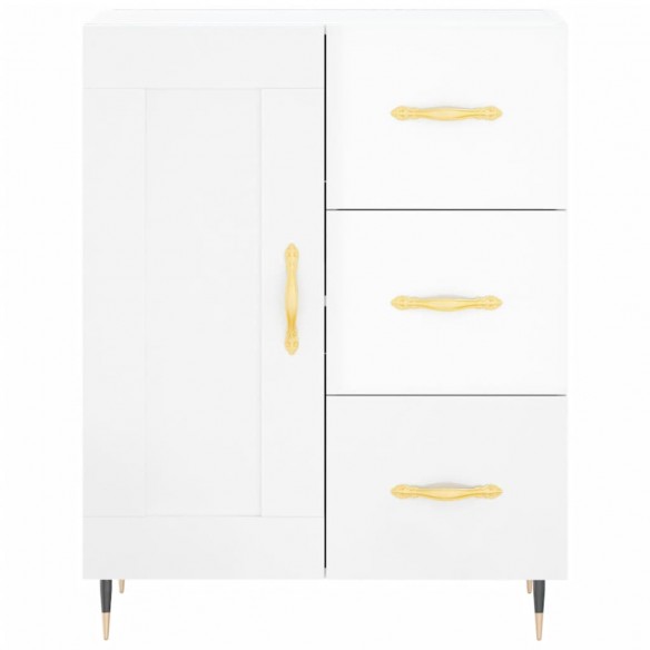 Buffet Blanc brillant 69,5x34x90 cm Bois d'ingénierie