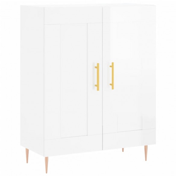 Buffet Blanc brillant 69,5x34x90 cm Bois d'ingénierie