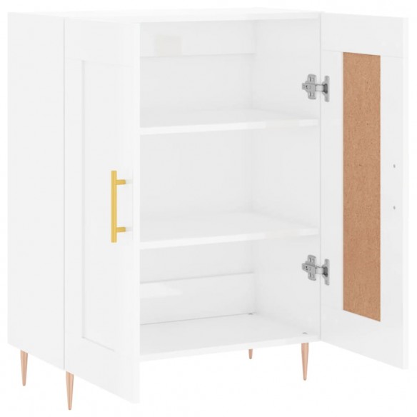 Buffet Blanc brillant 69,5x34x90 cm Bois d'ingénierie