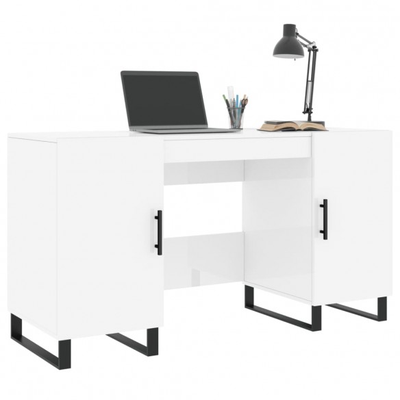 Bureau Blanc brillant 140x50x75 cm Bois d'ingénierie