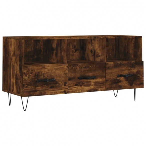 Meuble TV chêne fumé 102x36x50 cm bois d'ingénierie