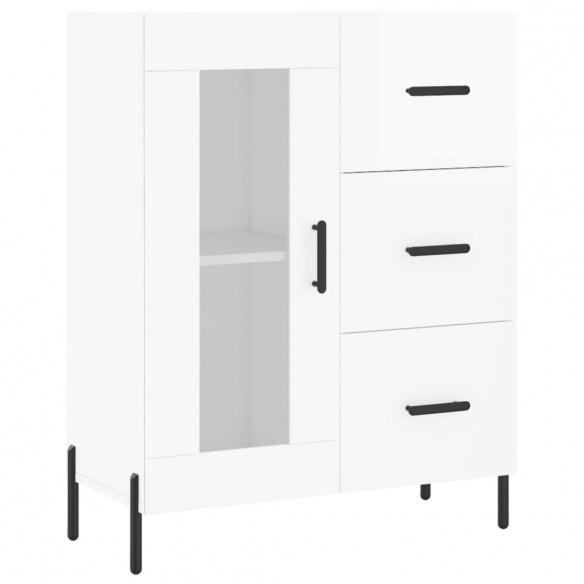 Buffet Blanc brillant 69,5x34x90 cm Bois d'ingénierie