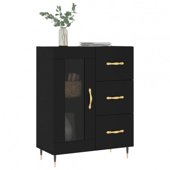 Buffet noir 69,5x34x90 cm bois d'ingénierie