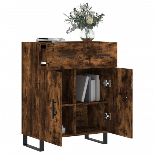 Buffet chêne fumé 69,5x34x90 cm bois d'ingénierie