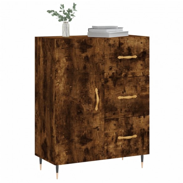 Buffet chêne fumé 69,5x34x90 cm bois d'ingénierie