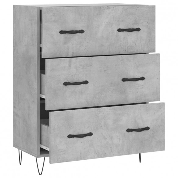 Buffet gris béton 69,5x34x90 cm bois d'ingénierie