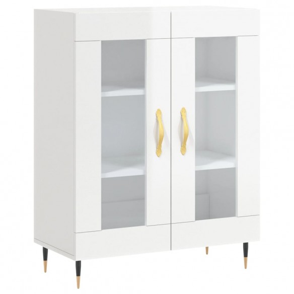 Buffet Blanc brillant 69,5x34x90 cm Bois d'ingénierie