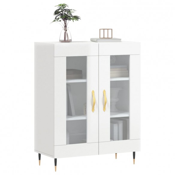 Buffet Blanc brillant 69,5x34x90 cm Bois d'ingénierie