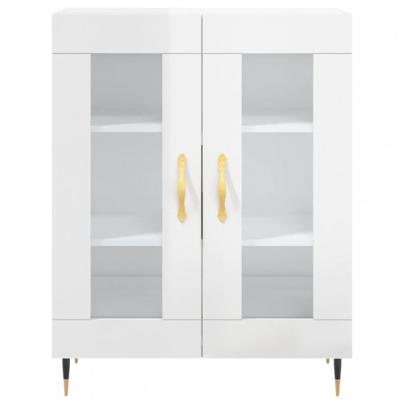 Buffet Blanc brillant 69,5x34x90 cm Bois d'ingénierie