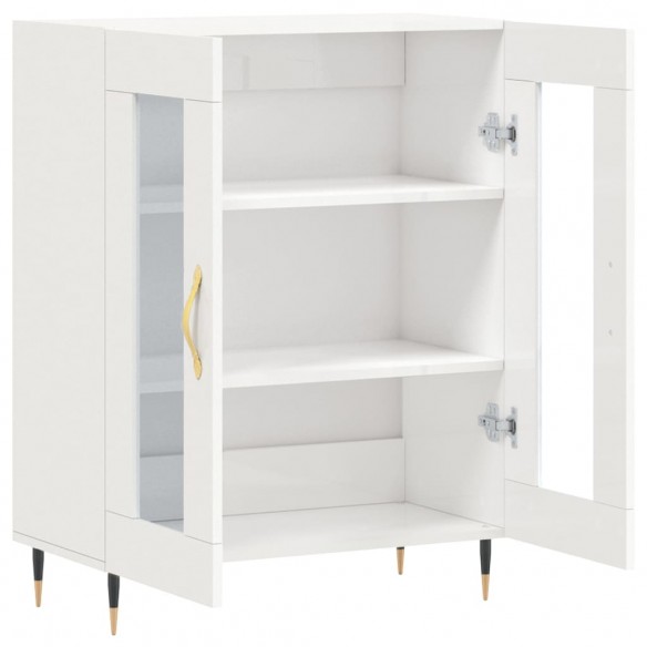 Buffet Blanc brillant 69,5x34x90 cm Bois d'ingénierie