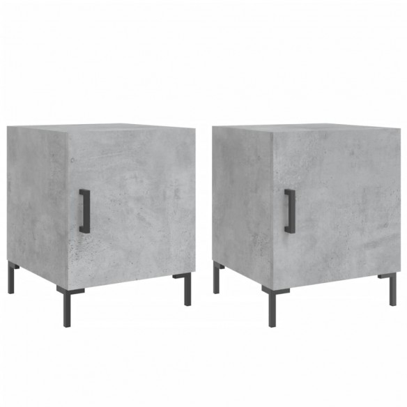 Tables de chevet 2 pcs gris béton 40x40x50 cm bois d’ingénierie