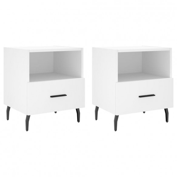 Tables de chevet 2 pcs blanc 40x35x47,5 cm bois d’ingénierie