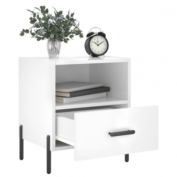 Tables de chevet 2 pcs blanc brillant 40x35x47,5 cm