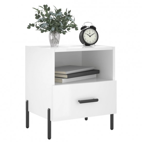 Tables de chevet 2 pcs blanc brillant 40x35x47,5 cm