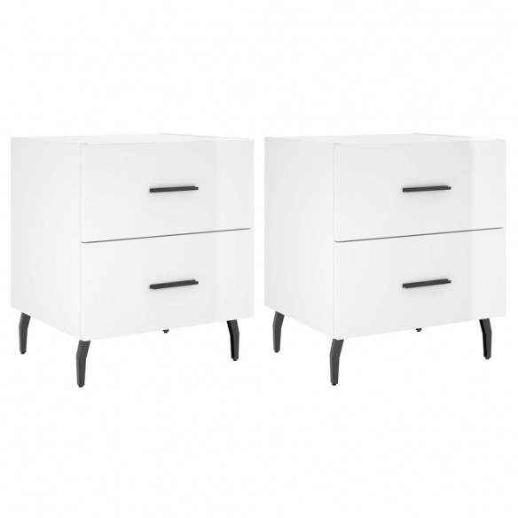 Tables de chevet 2 pcs blanc brillant 40x35x47,5 cm