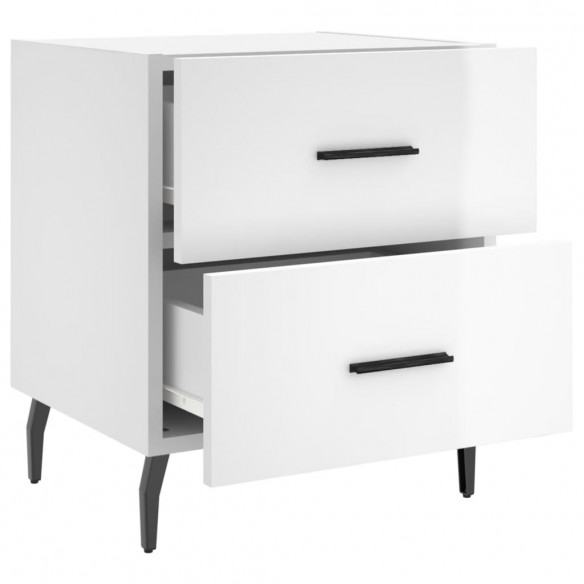 Tables de chevet 2 pcs blanc brillant 40x35x47,5 cm