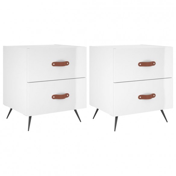 Tables de chevet 2 pcs blanc brillant 40x35x47,5 cm