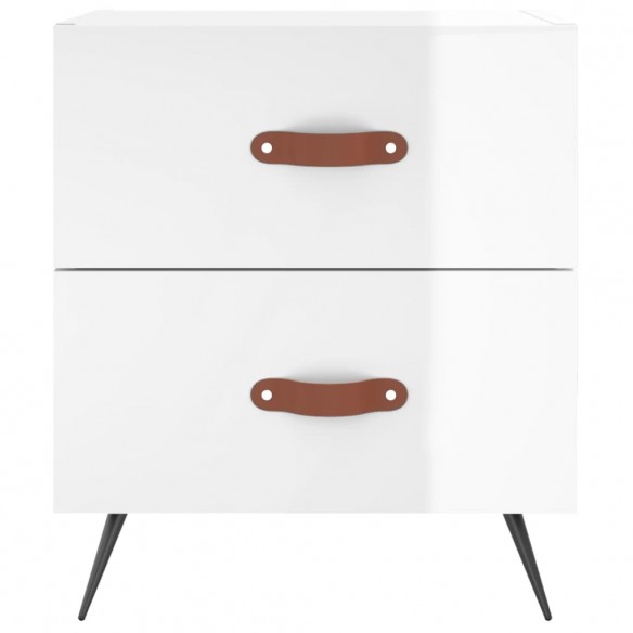 Tables de chevet 2 pcs blanc brillant 40x35x47,5 cm