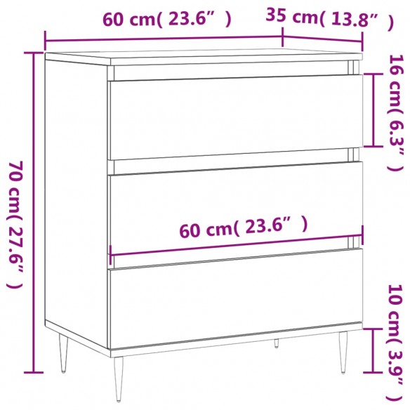 Buffet Sonoma gris 60x35x70 cm Bois d'ingénierie