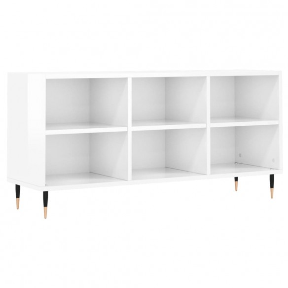 Meuble TV blanc brillant 103,5x30x50 cm bois d'ingénierie