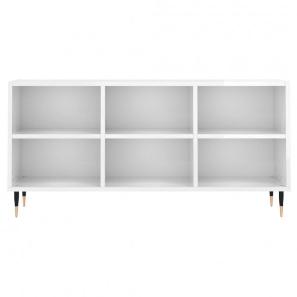 Meuble TV blanc brillant 103,5x30x50 cm bois d'ingénierie