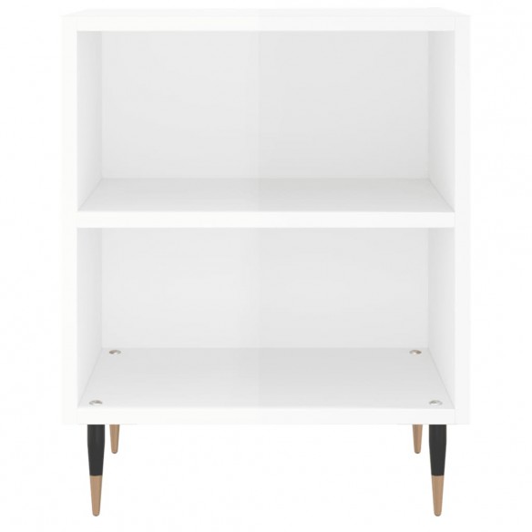 Tables de chevet 2pcs blanc brillant 40x30x50cm bois ingénierie