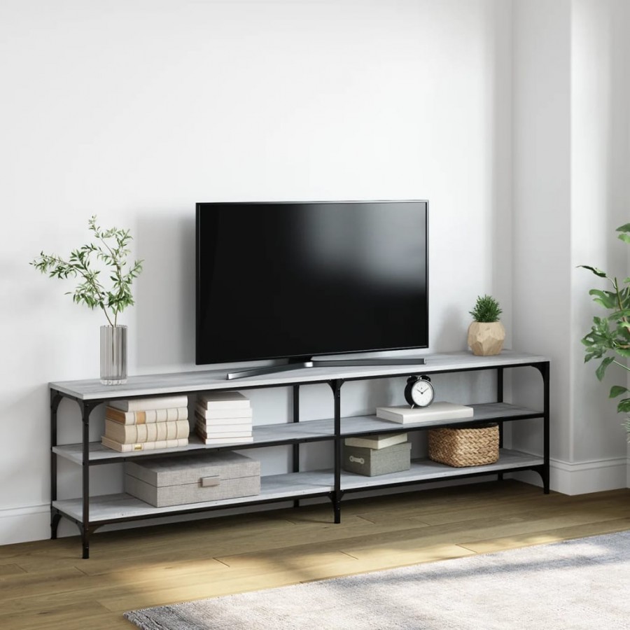 Meuble TV sonoma gris 180x30x50 cm bois d'ingénierie et métal