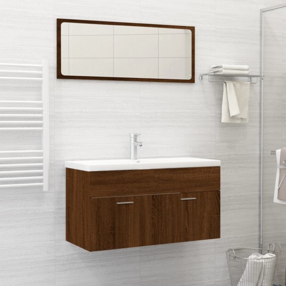 Ensemble de meubles de salle de bain 2 pcs Chêne marron