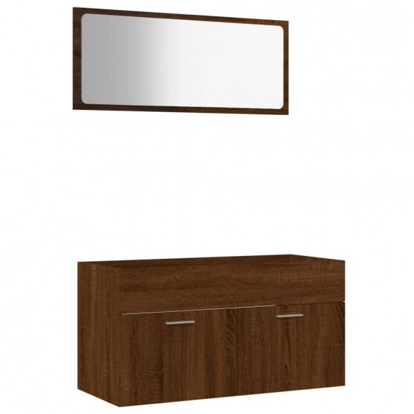 Ensemble de meubles de salle de bain 2 pcs Chêne marron