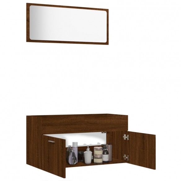 Ensemble de meubles de salle de bain 2 pcs Chêne marron