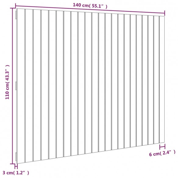 Tête de lit murale Noir 140x3x110 cm Bois massif de pin