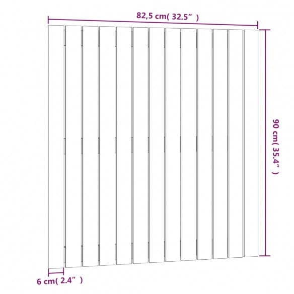 Tête de lit murale Gris 82,5x3x90 cm Bois massif de pin