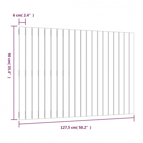 Tête de lit murale Blanc 127,5x3x90 cm Bois massif de pin