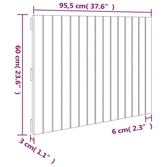 Tête de lit murale Gris 95,5x3x60 cm Bois massif de pin