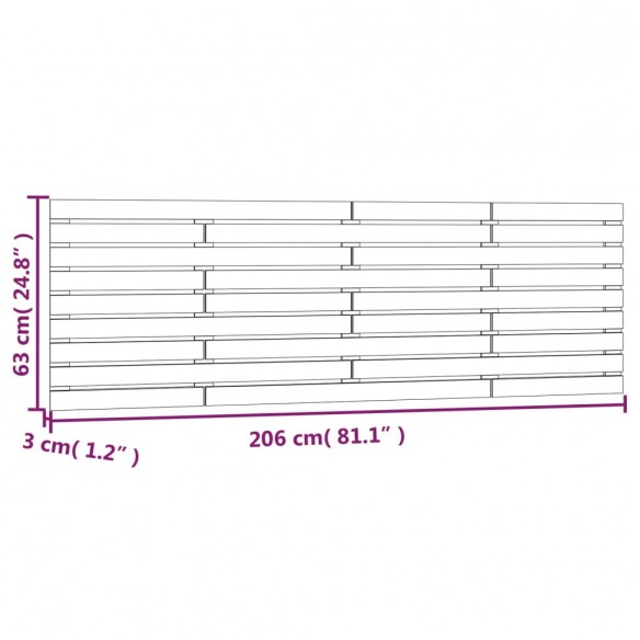 Tête de lit murale Blanc 206x3x63 cm Bois massif de pin