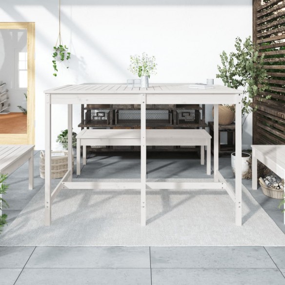 Table de jardin blanc 159,5x82,5x110 cm bois massif de pin