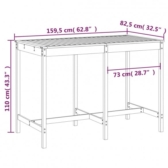 Table de jardin blanc 159,5x82,5x110 cm bois massif de pin