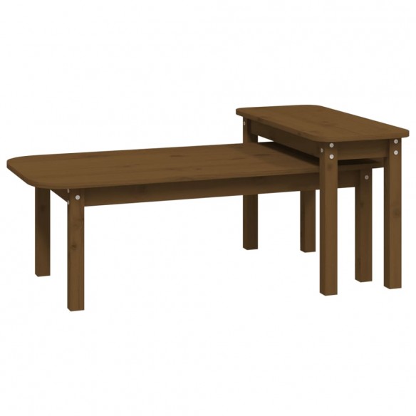 Ensemble de tables basses 2 pcs Marron miel Bois massif de pin