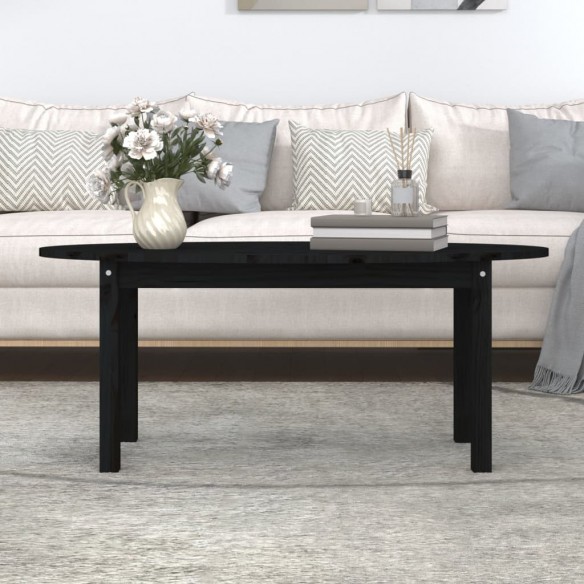 Table basse Noir 110x55x45 cm Bois massif de pin