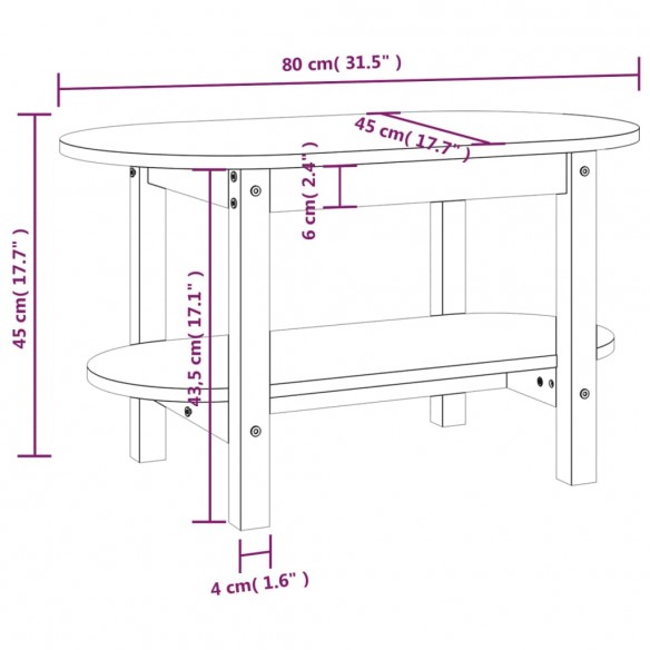 Table basse Marron miel 80x45x45 cm Bois massif de pin