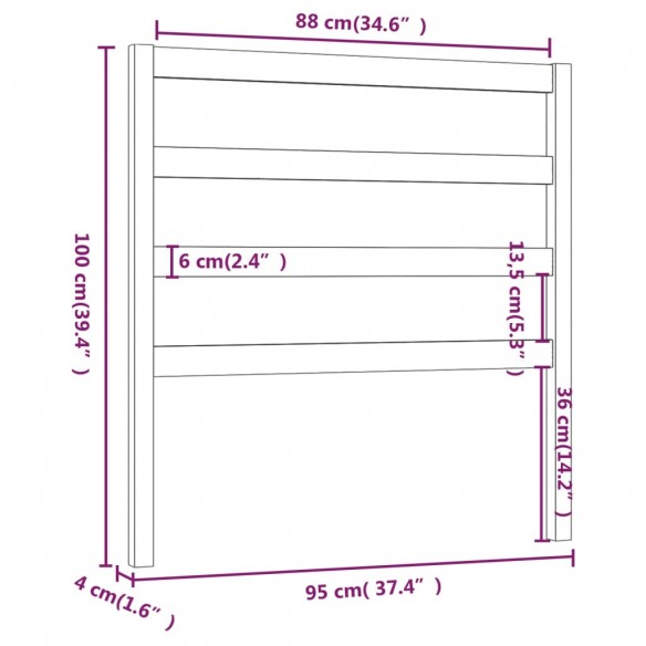 Tête de lit Gris 95x4x100 cm Bois massif de pin