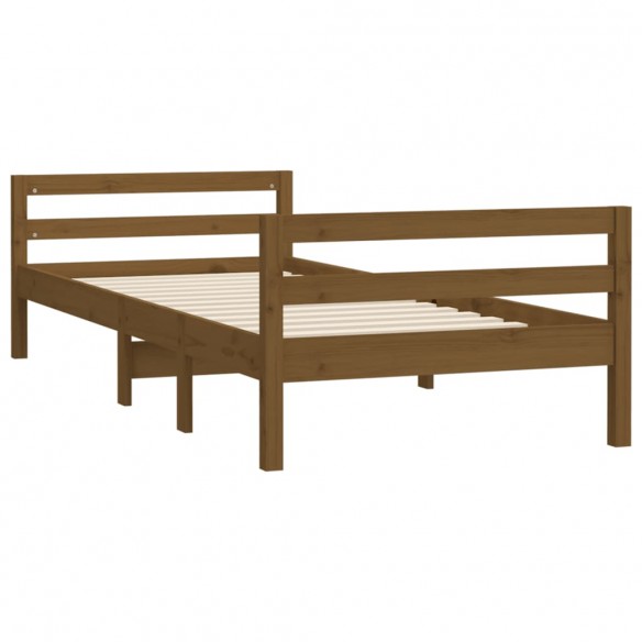 Cadre de lit Marron miel 75x190 cm Bois de pin massif