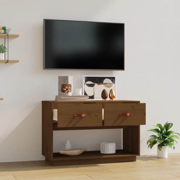 Meuble TV Marron miel 90x40x60 cm Bois de pin massif