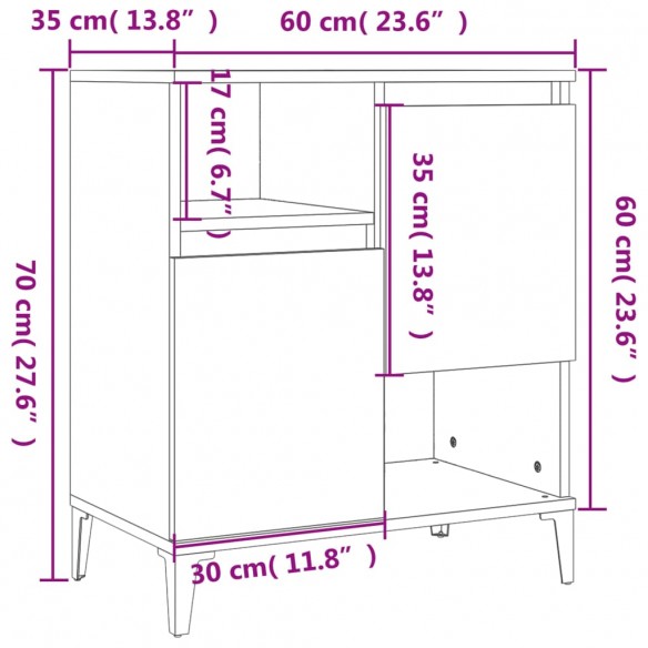 Buffet Blanc brillant 60x35x70 cm Bois d'ingénierie