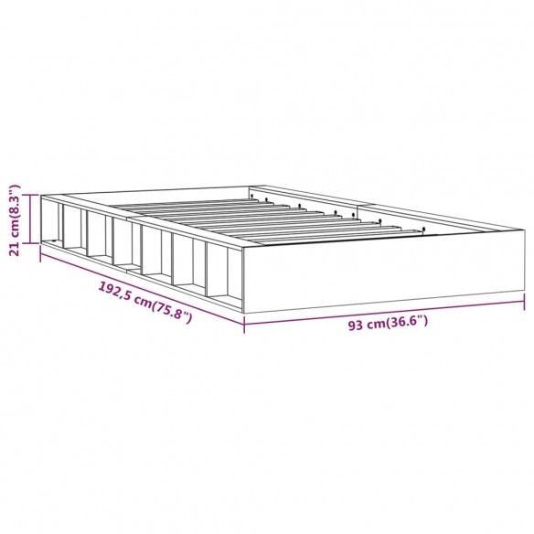 Cadre de lit Marron miel 75x190 cm Petit simple Bois massif